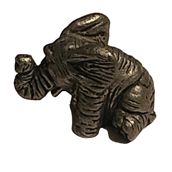 Miniature Elephant Figurine Pewter Trunk Up Tiny - Picture 4 of 8